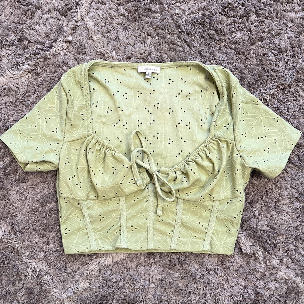 Crop top stretchy light sage green color